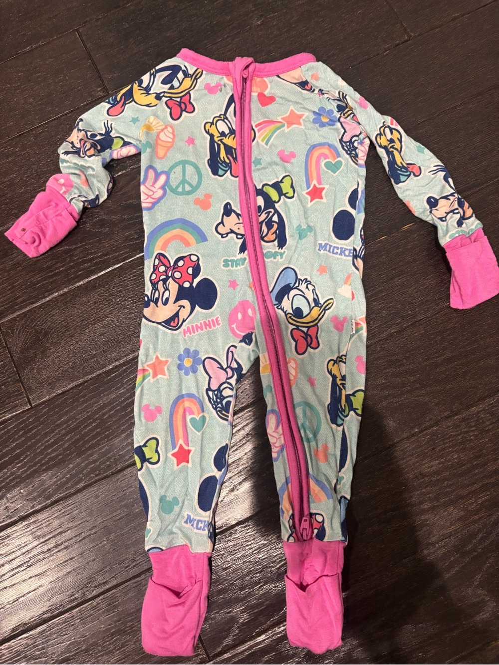 Little Sleepies Pink-Trim Disney Character Footed One-Piece zippy 0-3 months